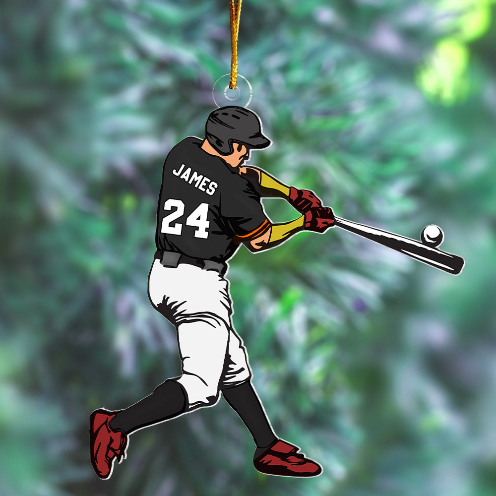 Personalized Baseball Player Ornament, Custom Baseball Christmas Ornament, Playing Baseball Ornament, Gift For Baseball Players