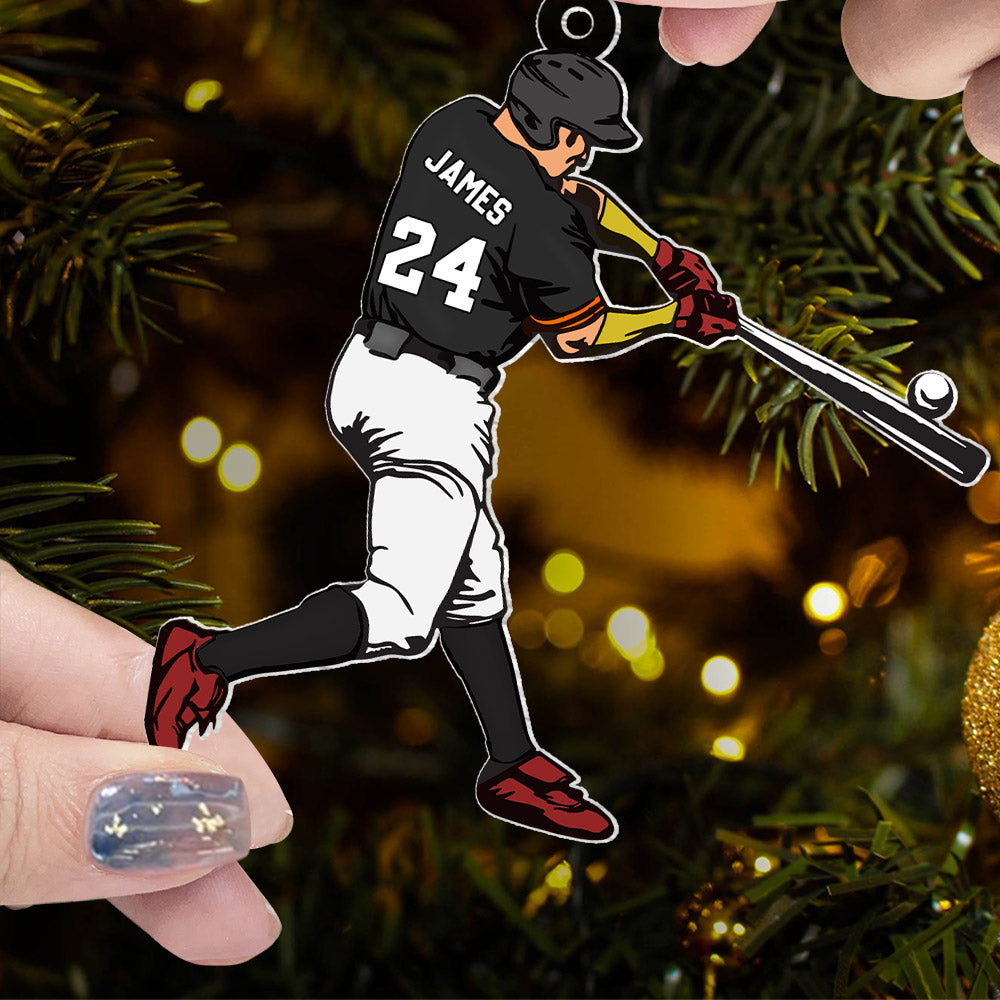 Personalized Baseball Player Ornament, Custom Baseball Christmas Ornament, Playing Baseball Ornament, Gift For Baseball Players