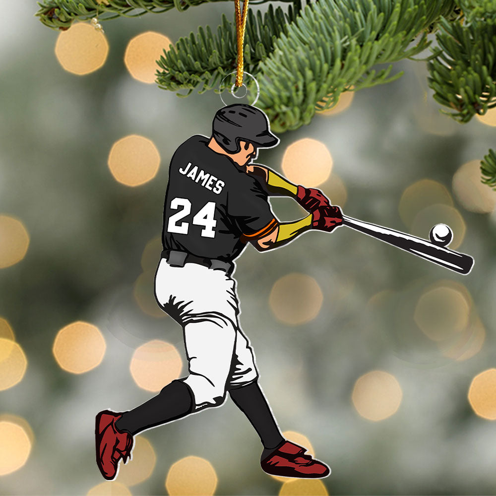 Personalized Baseball Player Ornament, Custom Baseball Christmas Ornament, Playing Baseball Ornament, Gift For Baseball Players