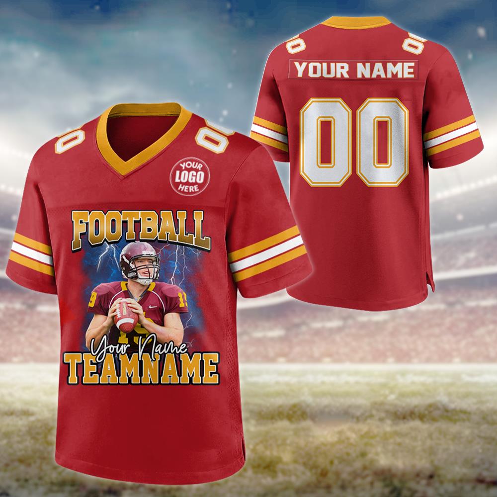 Custom Photo Football Game Day Football Jersey Gift For Football Lovers - Personalized Gift For Football Player Vr3