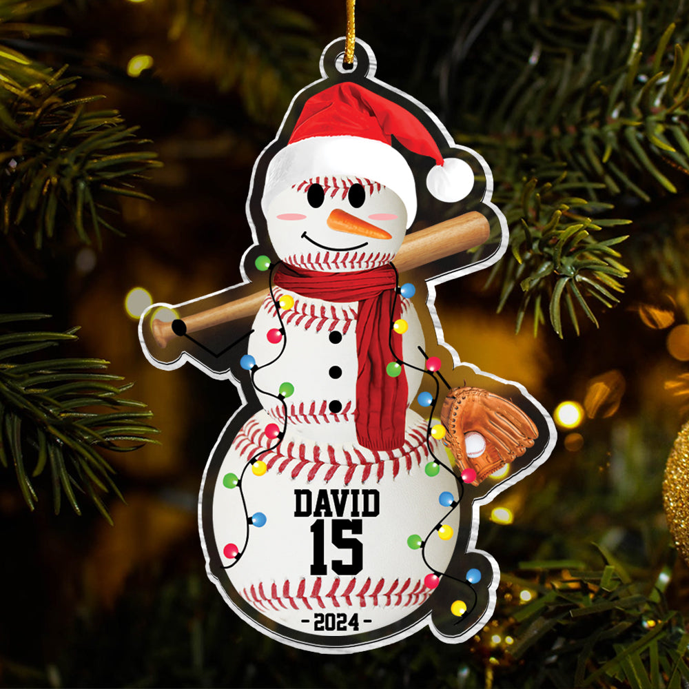 Baseball Snowman - Gifts For Players, Team, Boys - Personalized Acrylic Ornament Tu20