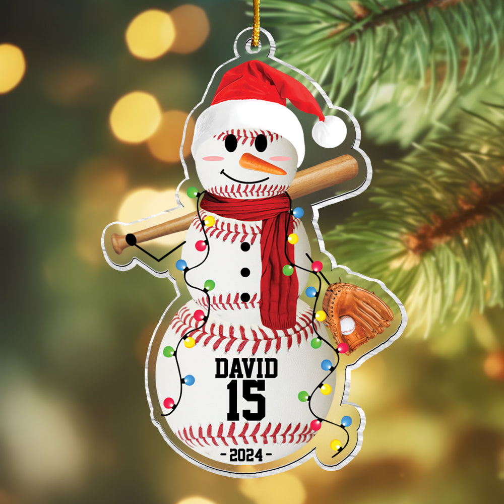 Baseball Snowman - Gifts For Players, Team, Boys - Personalized Acrylic Ornament Tu20