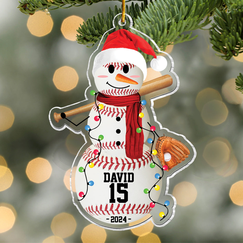 Baseball Snowman - Gifts For Players, Team, Boys - Personalized Acrylic Ornament Tu20