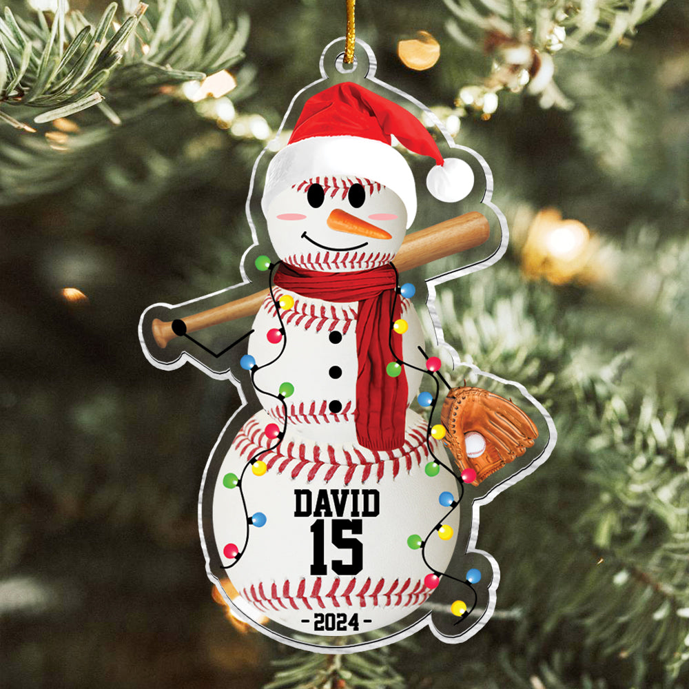 Baseball Snowman - Gifts For Players, Team, Boys - Personalized Acrylic Ornament Tu20