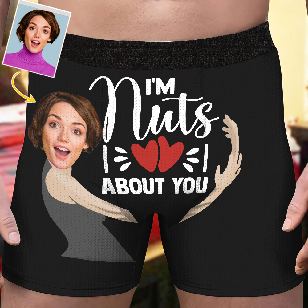 I Nuts About You - Personalized Photo Men's Boxer Briefs