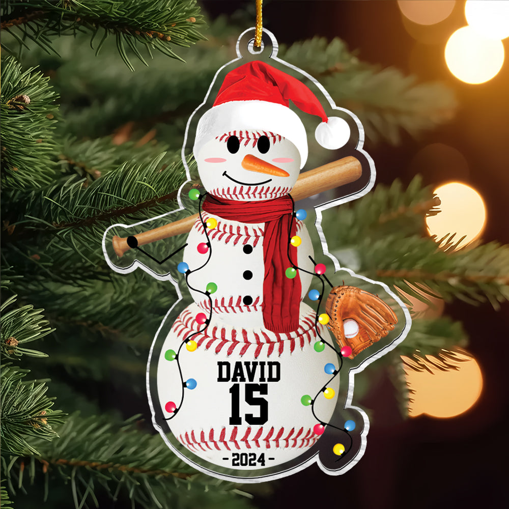 Baseball Snowman - Gifts For Players, Team, Boys - Personalized Acrylic Ornament Tu20