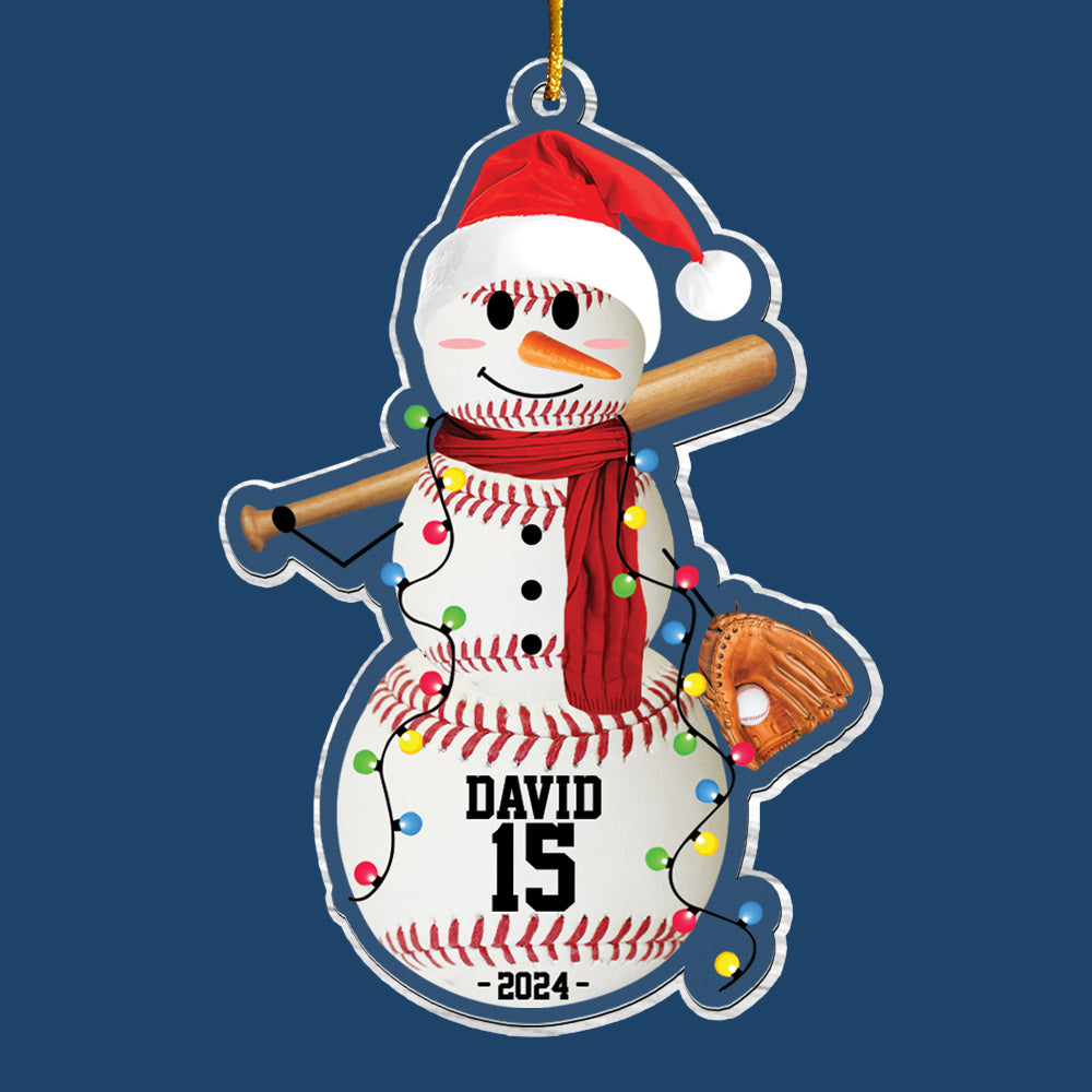 Baseball Snowman - Gifts For Players, Team, Boys - Personalized Acrylic Ornament Tu20