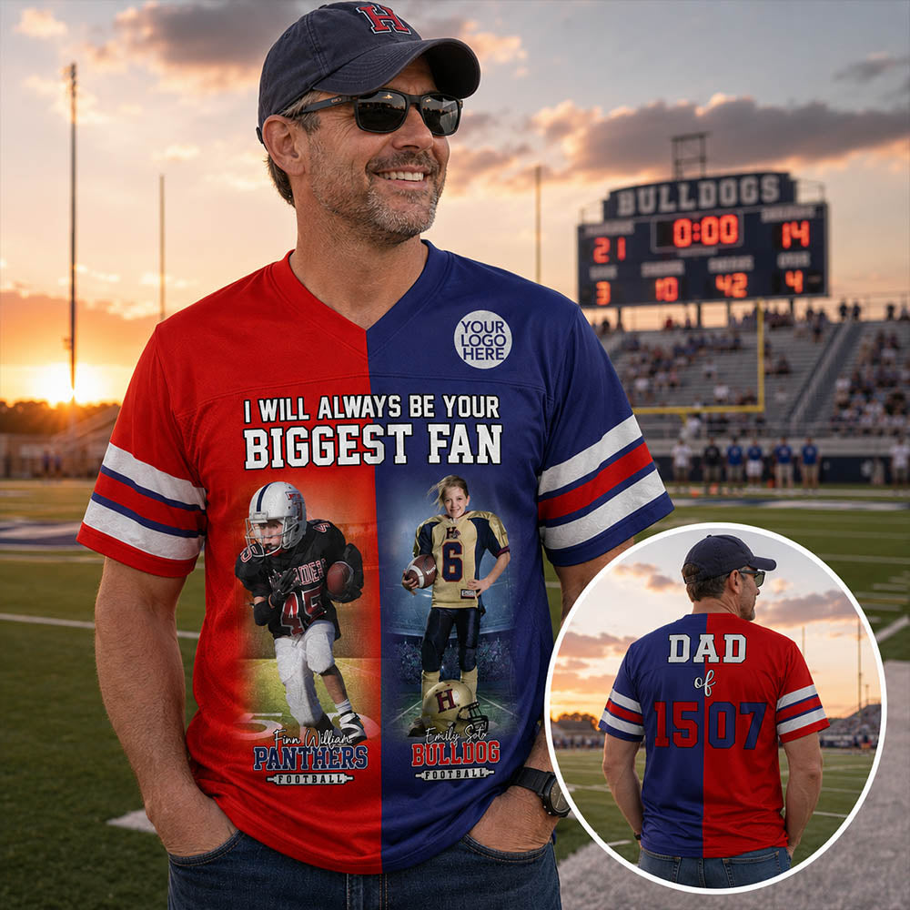 Custom Any Two Football Team, Personalized Team Name And Number Football Jersey, V-neck Short Sleeve Jersey Shirt, Football Jerseys