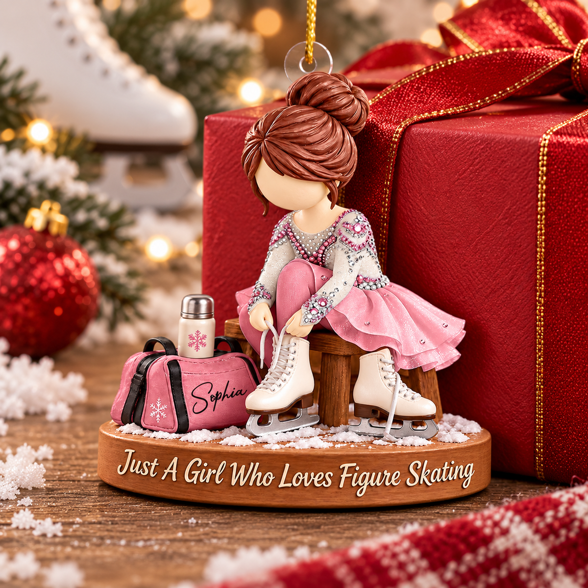 Just A Girl Who Loves Figure Skating, Personalized Figure Skating Ornament, Custom Player Name Gift, Gift For Figure Skating Players Figure Skating Lover MI209 VH01