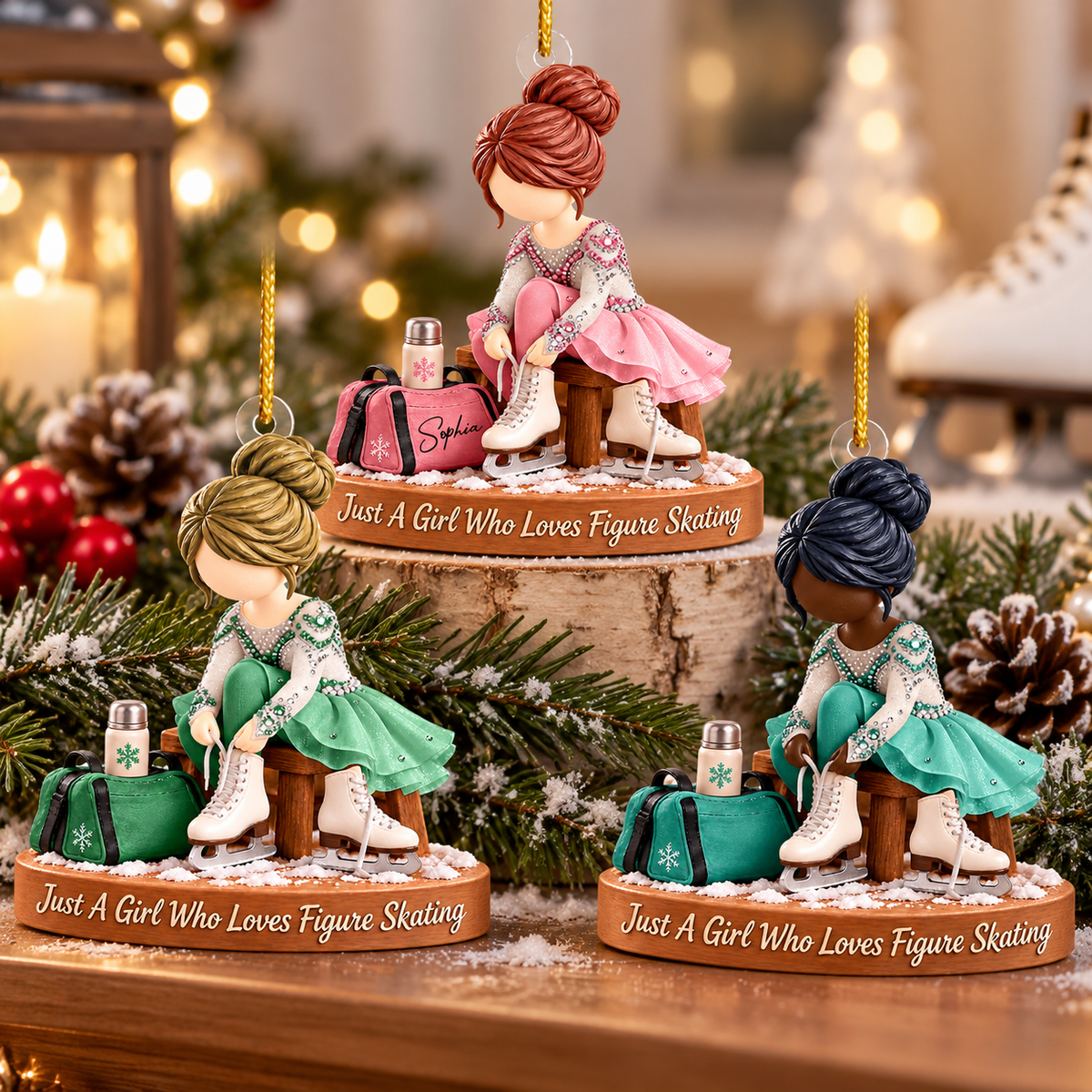 Just A Girl Who Loves Figure Skating, Personalized Figure Skating Ornament, Custom Player Name Gift, Gift For Figure Skating Players Figure Skating Lover MI209 VH01