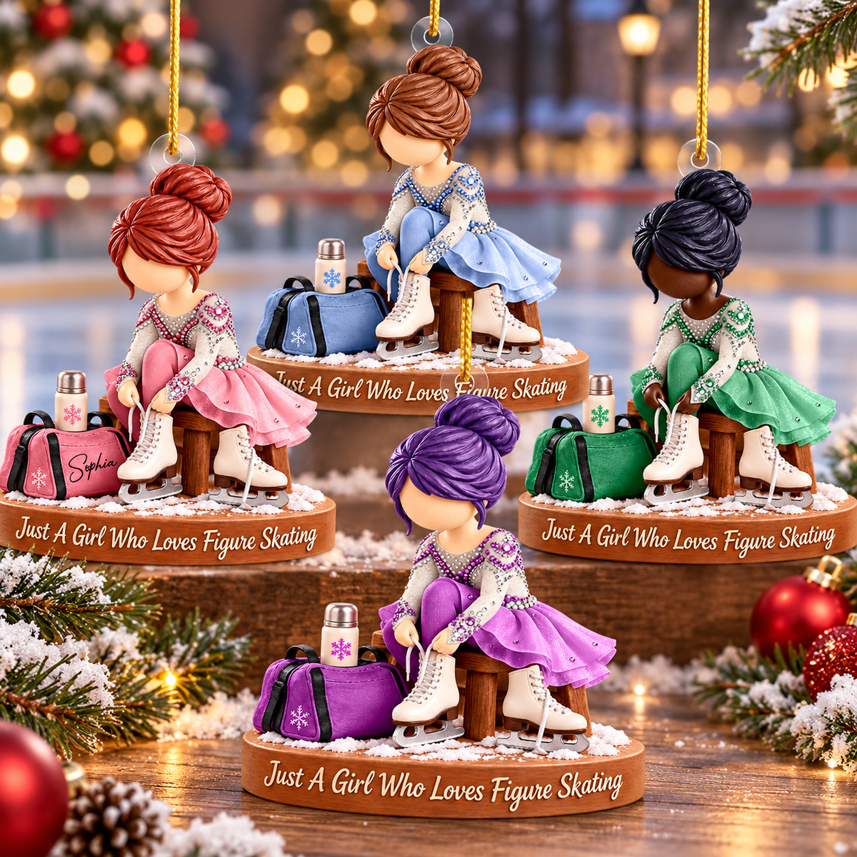 Just A Girl Who Loves Figure Skating, Personalized Figure Skating Ornament, Custom Player Name Gift, Gift For Figure Skating Players Figure Skating Lover MI209 VH01