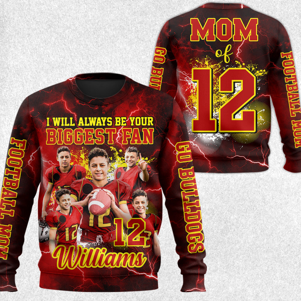 Custom Photo Football Game Day I Will Always Be Your Biggest Fan Game Day All Over Print Shirt For Football Mom Dad Family H2511
