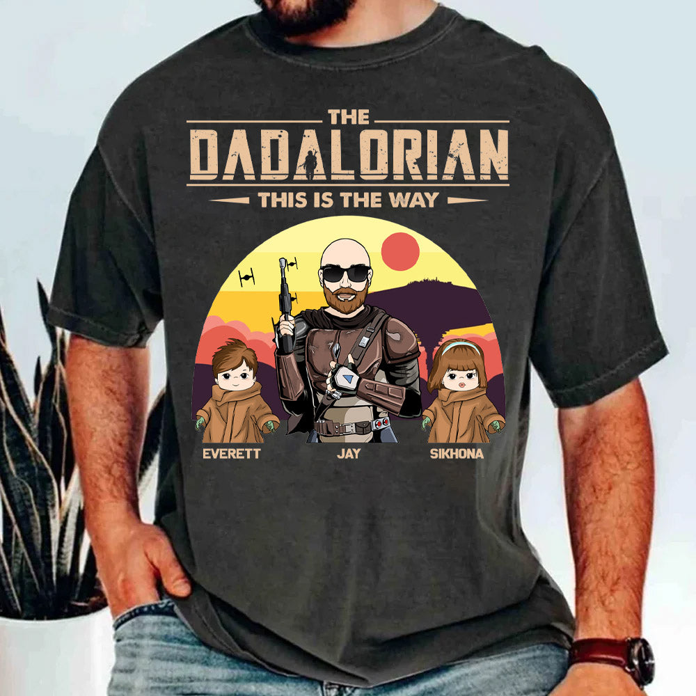 The Dadalorian This Is The Way - Personalized Shirt Custom Tatooine Background With Kids