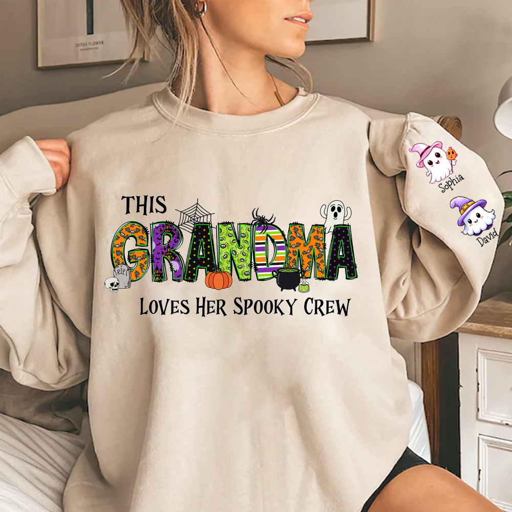 This Grandma Loves Her Spooky Crew Personalized All Over Print Shirt Gift For Grandma Nana Gigi