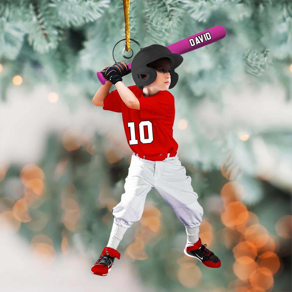 Personalized Baseball Acrylic Christmas Ornament, BaseBall Player Ornament, Baseball Keepsake, Baseball Christmas Ornament Nh00