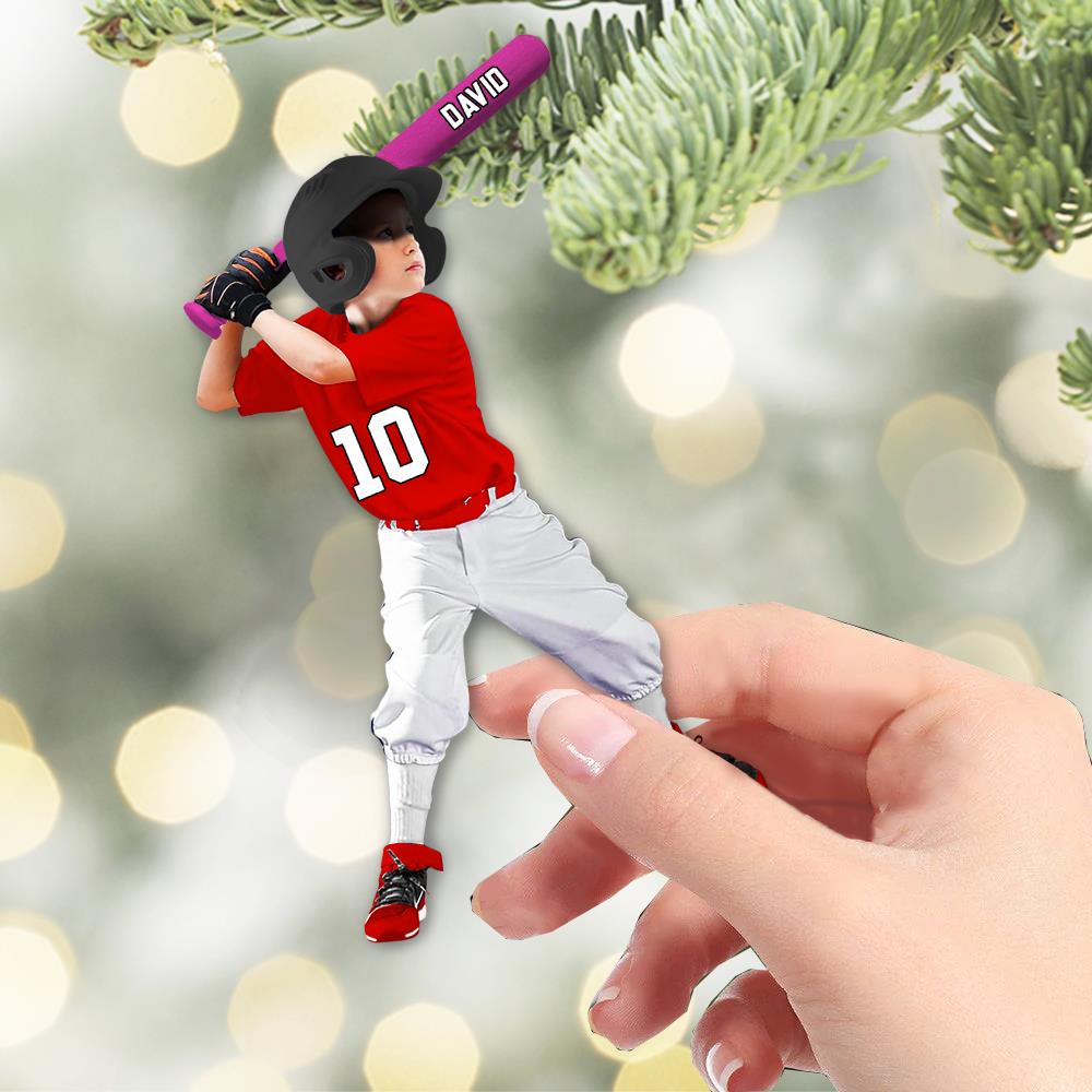 Personalized Baseball Acrylic Christmas Ornament, BaseBall Player Ornament, Baseball Keepsake, Baseball Christmas Ornament Nh00