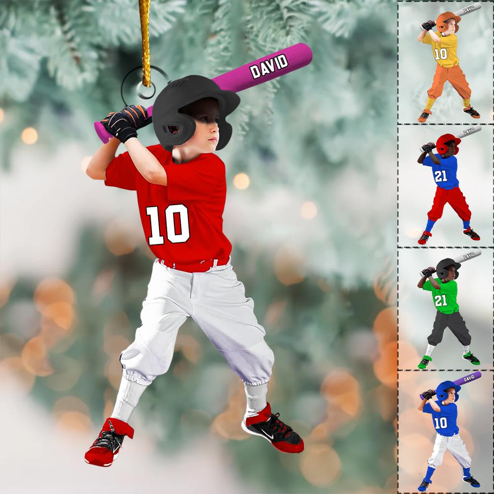 Personalized Baseball Acrylic Christmas Ornament, BaseBall Player Ornament, Baseball Keepsake, Baseball Christmas Ornament Nh00