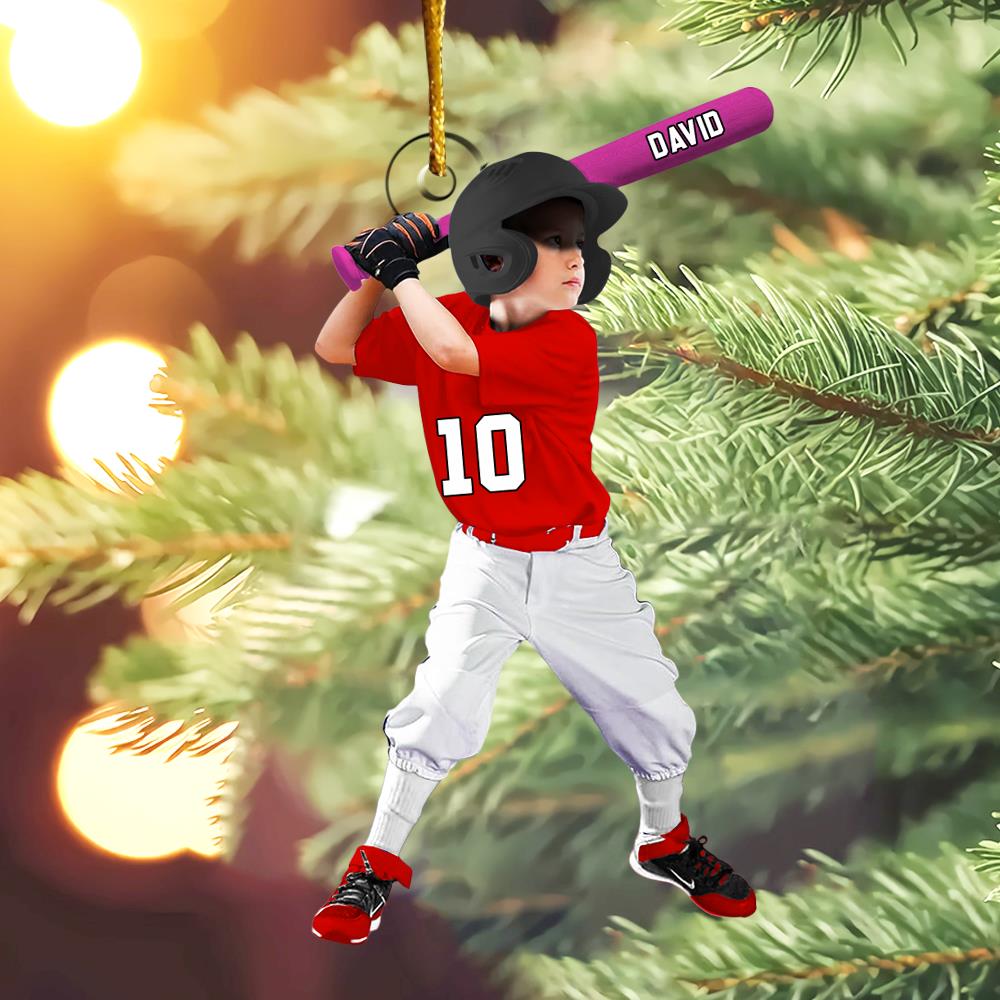 Personalized Baseball Acrylic Christmas Ornament, BaseBall Player Ornament, Baseball Keepsake, Baseball Christmas Ornament Nh00