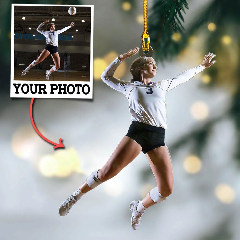 Custom Photo Ornament Gift For Volleyball Player - Upload Photo Volleyball Team Ornament Gift For Volleyball Lovers
