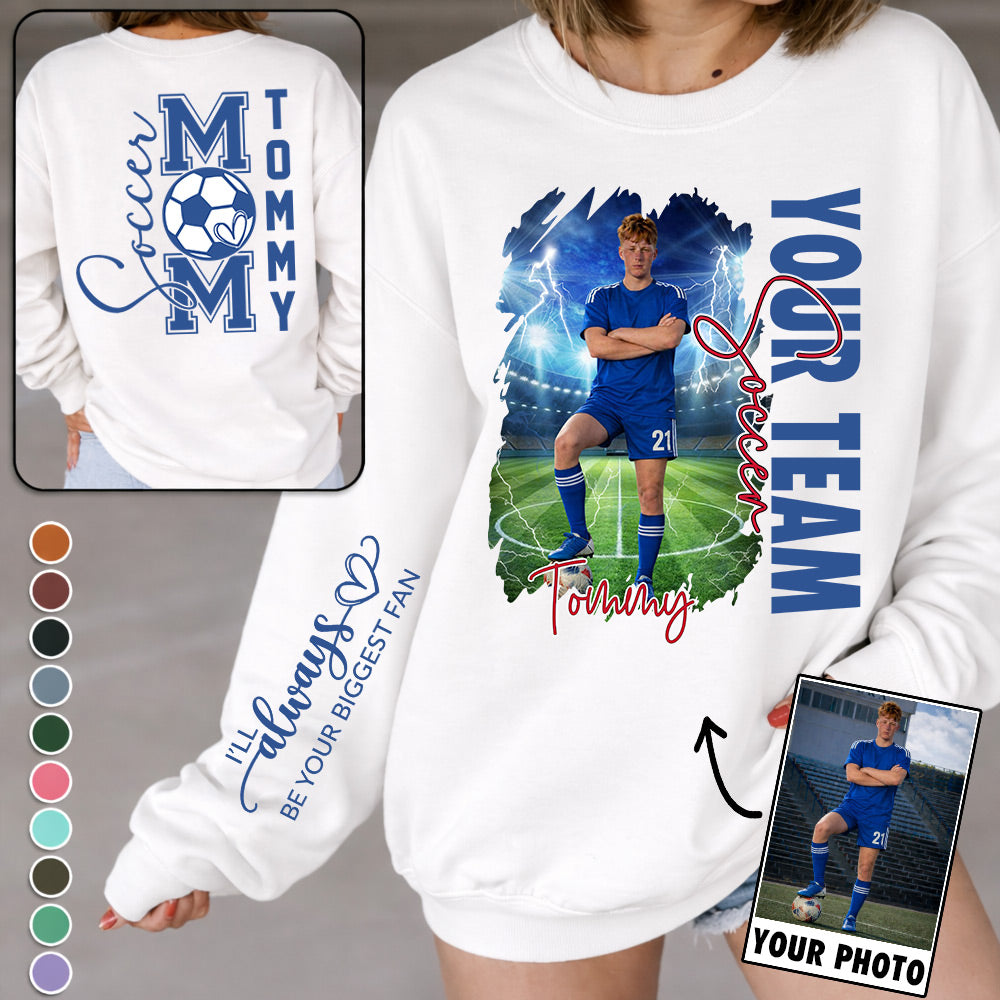 Custom Photo Soccer Shirt, Personalized  Mom Shirt, Soccer Hoodie, Soccer Dad Sweatshirt T1807