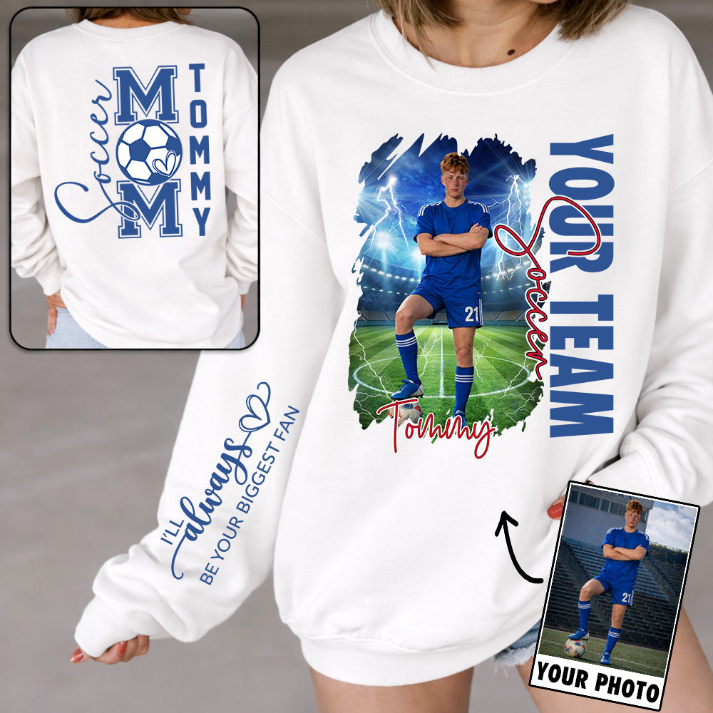 Custom Photo Soccer Shirt, Personalized  Mom Shirt, Soccer Hoodie, Soccer Dad Sweatshirt T1807