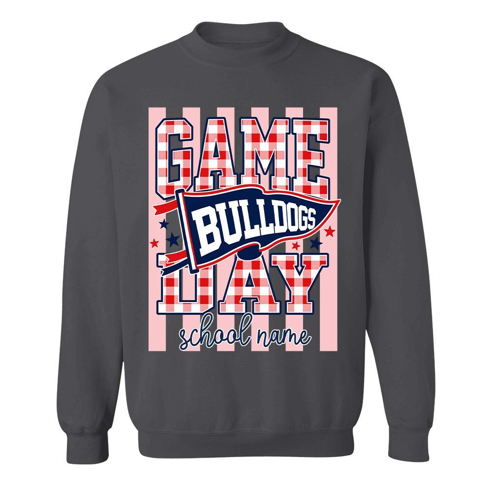 Game Day Striped School Mascot Shirt, Personalized Football School Spirit, Gifts For Teacher Student MI209 Hv01