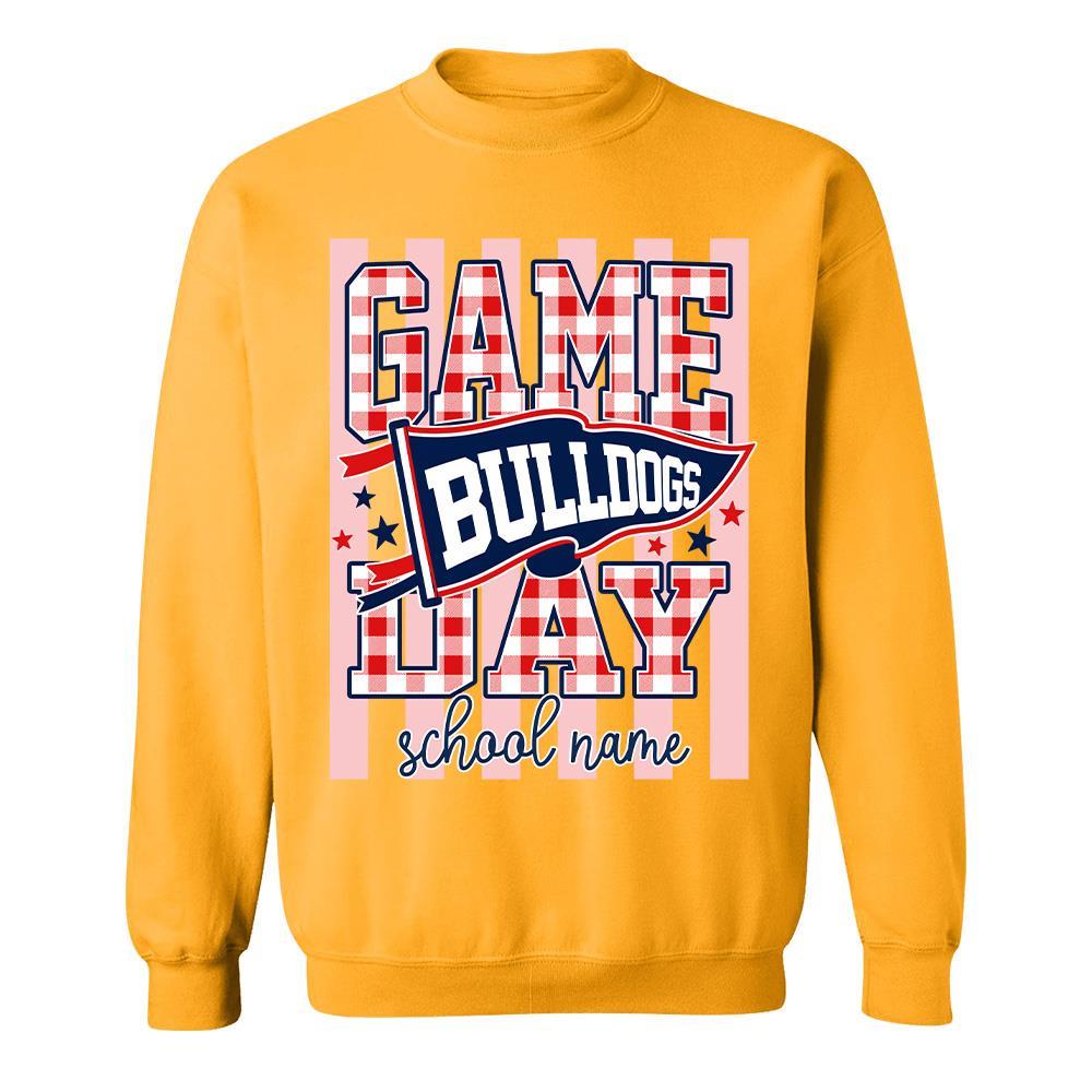 Game Day Striped School Mascot Shirt, Personalized Football School Spirit, Gifts For Teacher Student MI209 Hv01