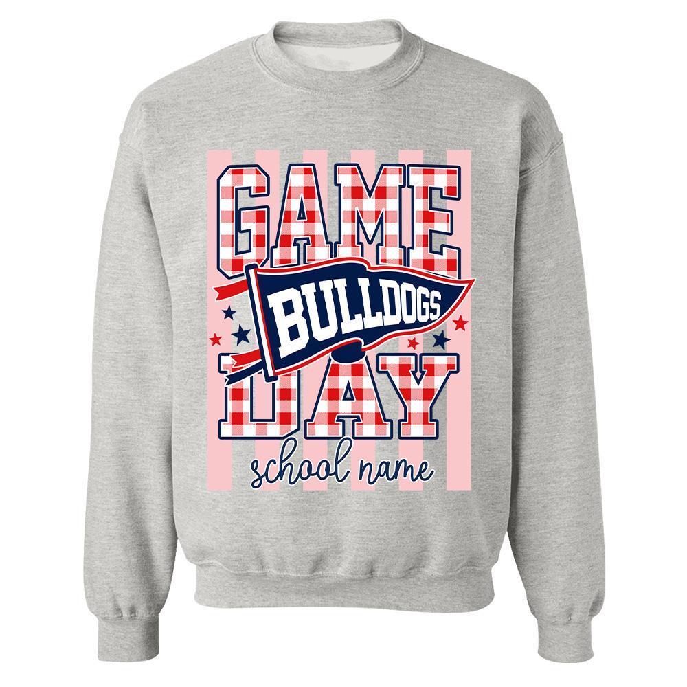 Game Day Striped School Mascot Shirt, Personalized Football School Spirit, Gifts For Teacher Student MI209 Hv01