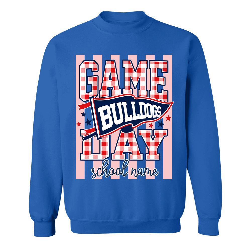 Game Day Striped School Mascot Shirt, Personalized Football School Spirit, Gifts For Teacher Student MI209 Hv01