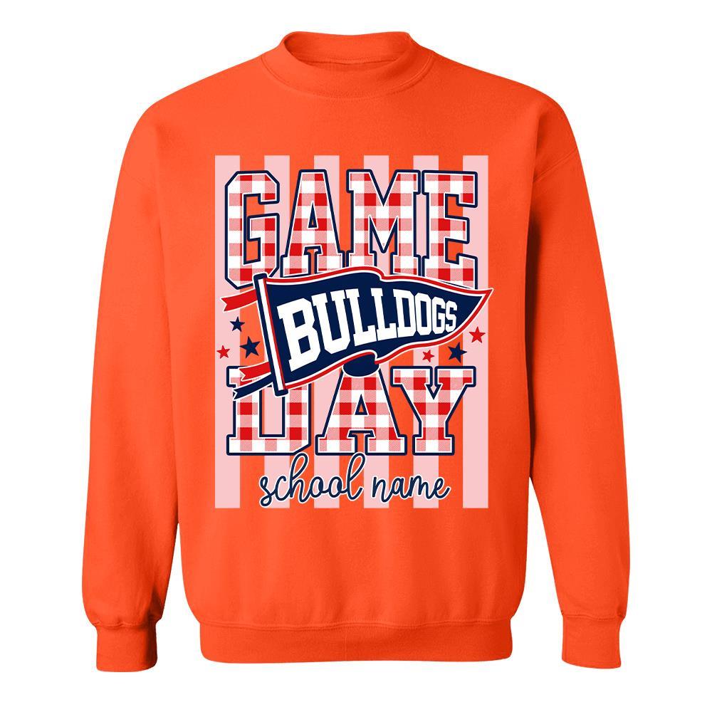 Game Day Striped School Mascot Shirt, Personalized Football School Spirit, Gifts For Teacher Student MI209 Hv01
