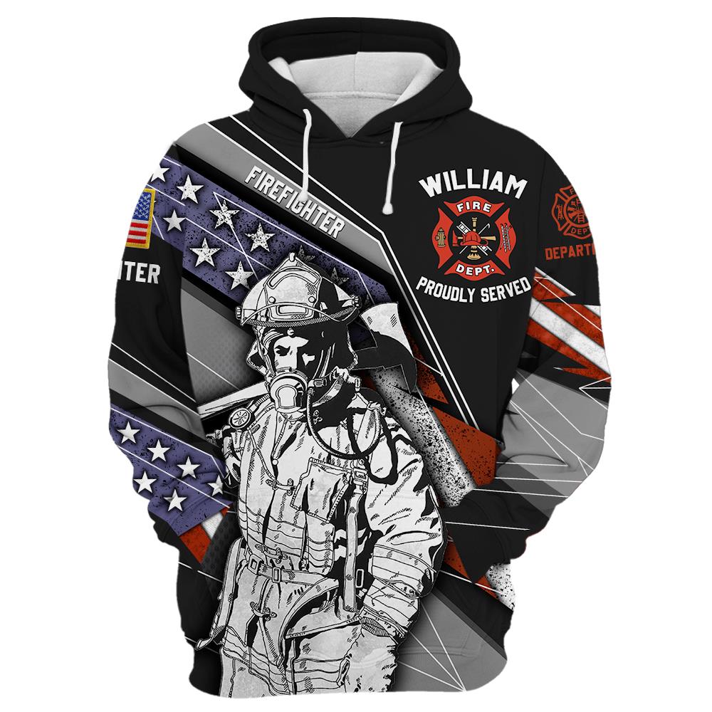 Personalized All Over Print Shirt Flag American Firefighter, Custom Fire Dept Gift For Firefighters  T1807 Nh00