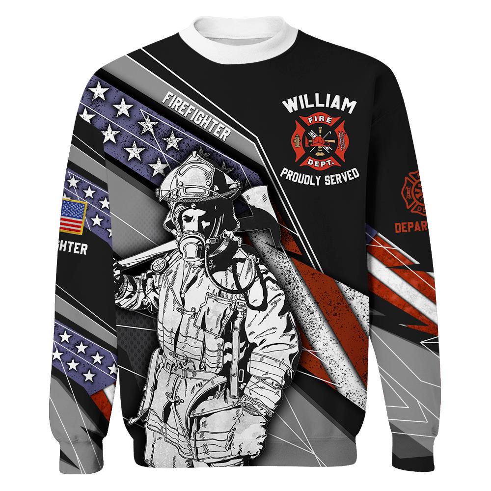 Personalized All Over Print Shirt Flag American Firefighter, Custom Fire Dept Gift For Firefighters  T1807 Nh00
