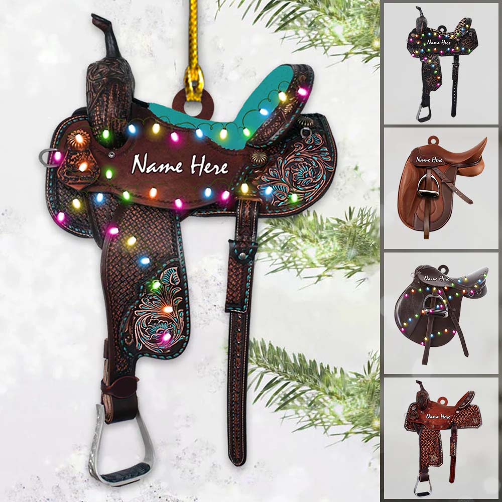 Horse Saddle Personalized Flat Ornament Gifts For Cowboy For Horse Lovers For Your Family