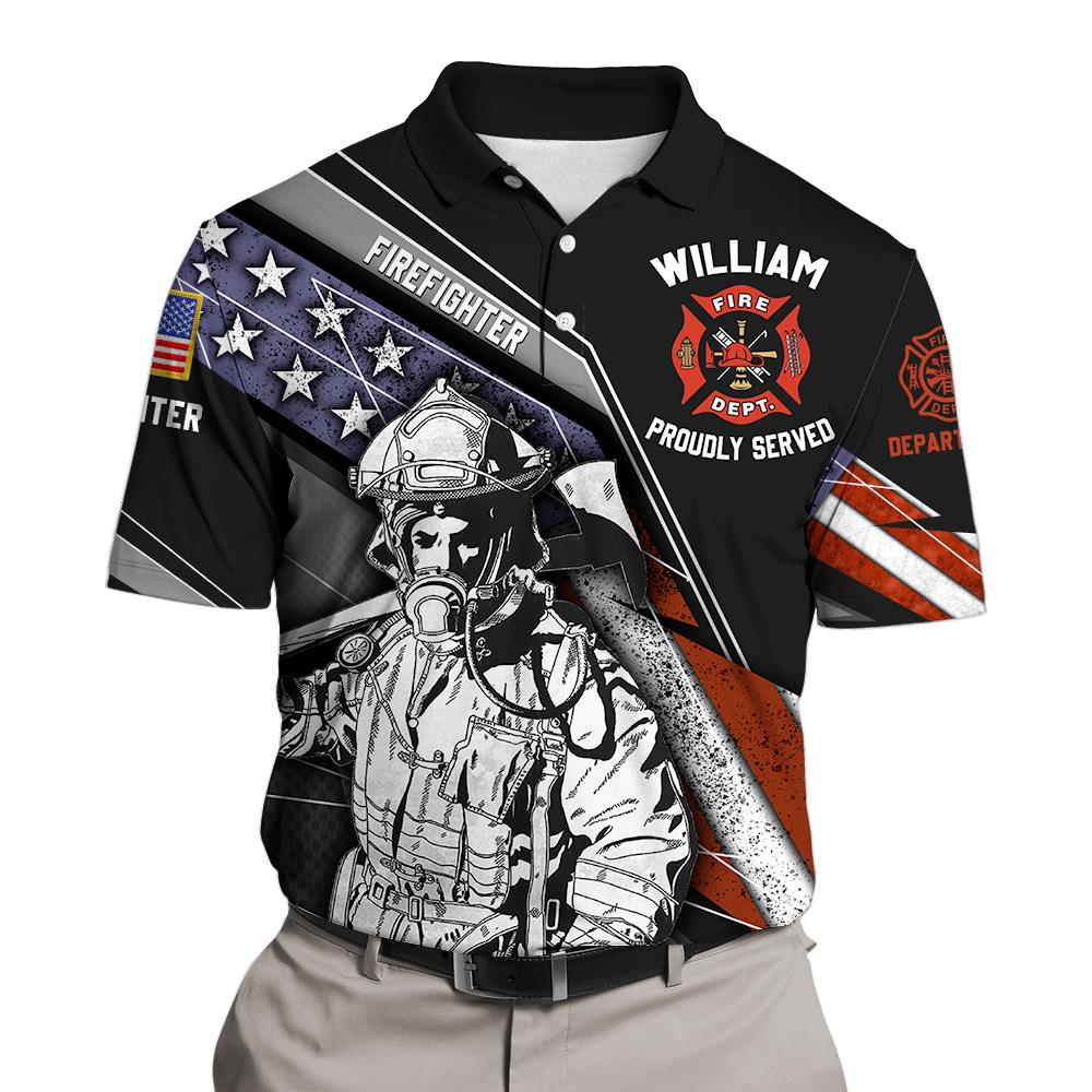 Personalized All Over Print Shirt Flag American Firefighter, Custom Fire Dept Gift For Firefighters  T1807 Nh00