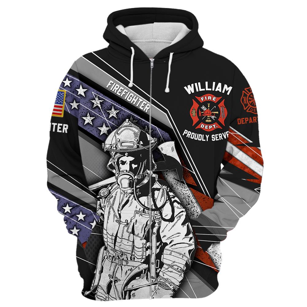 Personalized All Over Print Shirt Flag American Firefighter, Custom Fire Dept Gift For Firefighters  T1807 Nh00