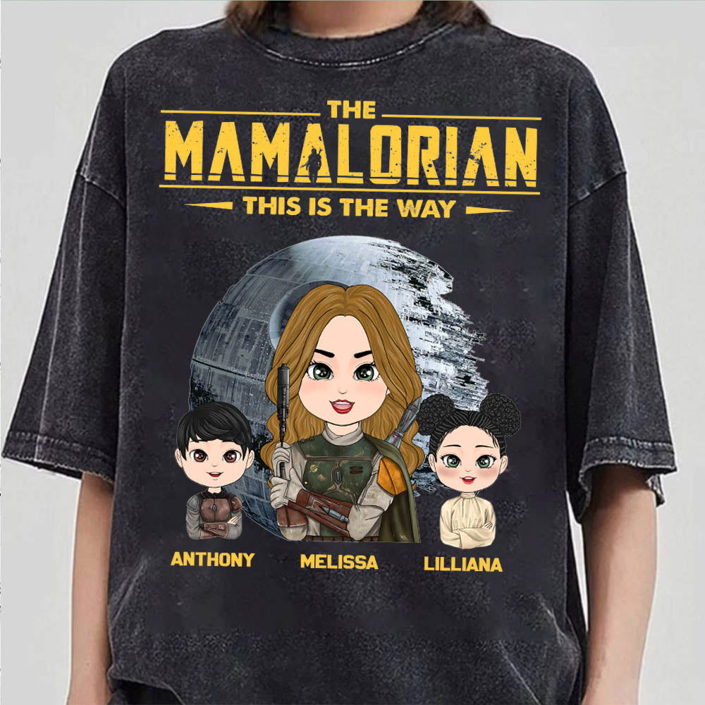 The Mamalorian - Personalized Shirt Gift For Dad Mom Custom Nickname With Kids Dark