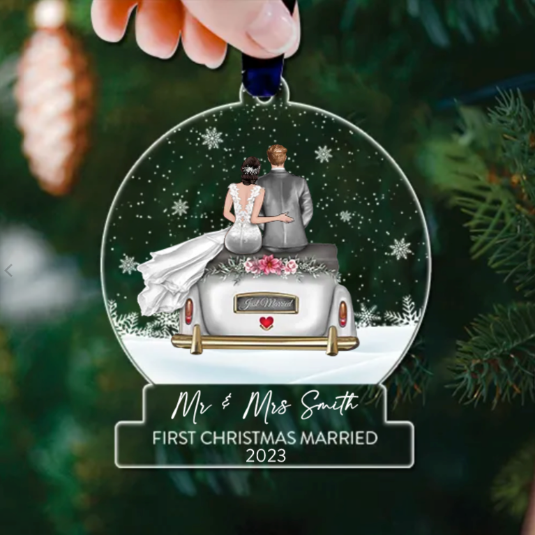 First Christmas Married Personalized Ornament Mr And Mrs First Christmas Married Acrylic Ornament