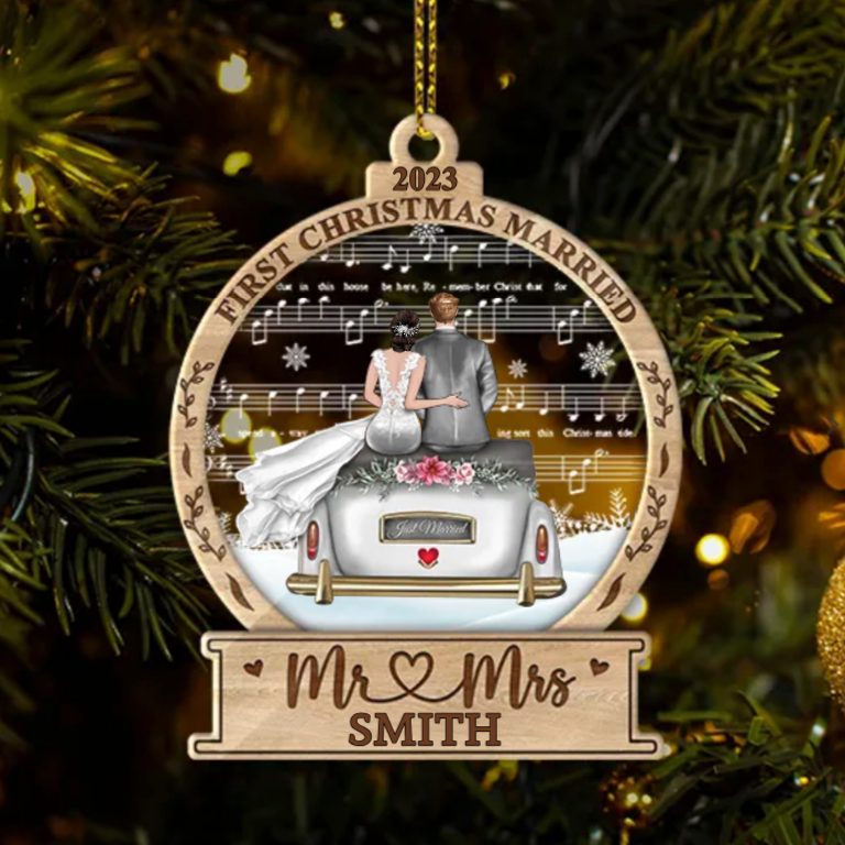 Personalized Mr And Mrs Wedding Christmas Ornament First Christmas Married Mr And Mrs Acrylic Ornament