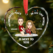 My Favorite Place In All The World Is Next To You Personalized Glass Ornament For Couple