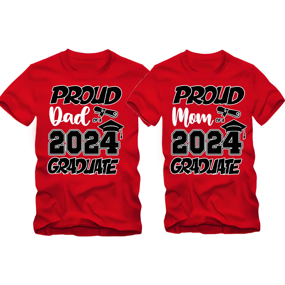 Graduation Class 2024 All Family Proud MOM DAD Graduate Tees Custom T-Shirts