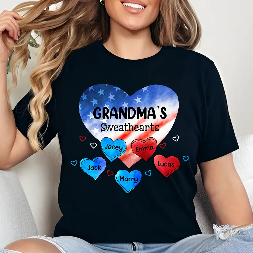 Custom Mom Grandma Sweat Heart 4th of July Shirt