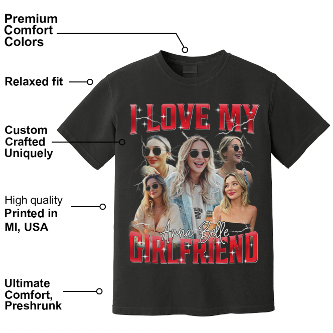 Custom I Love My Girlfriend Shirt, Customize Photo Bootleg Idea Tee, Girlfriend Photo Sweatshirt Shirt, Valentine Matching Couple Shirt