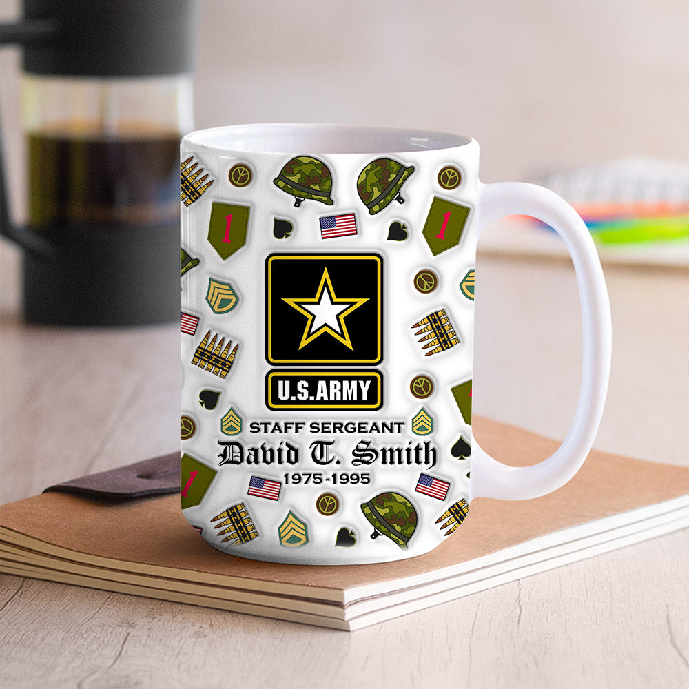 Custom All Branches Division Rank US Military Veteran 3D Inflated Effect Mug H2511