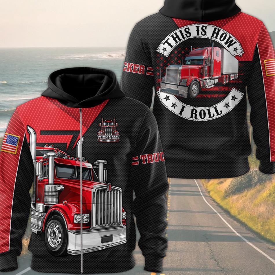 Personalized Trucker Shirt, This Is How I Roll Truck Driver All Over Print Shirt, Custom Name Truck Shirt, Trucker Gift for Men H2511 Trna KL07