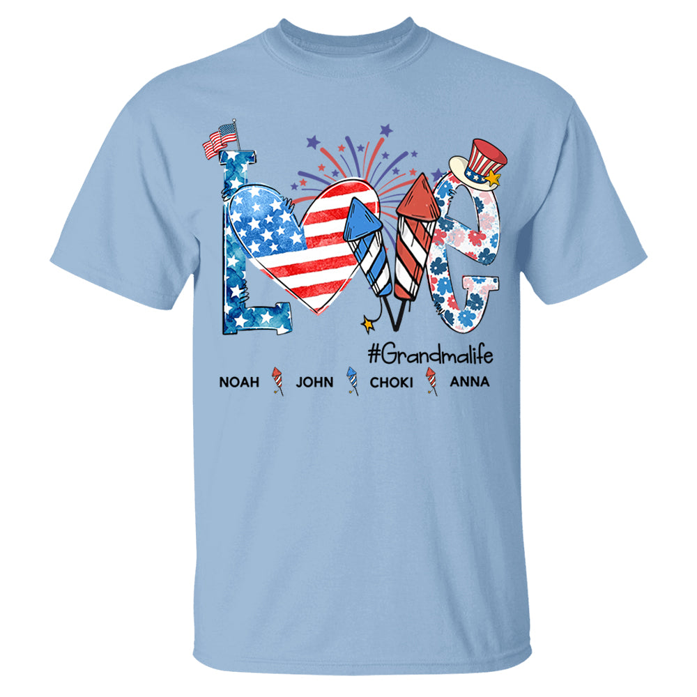 Personalized Love Grandma Life Shirt, 4th of July Shirt, American Grandma Shirt
