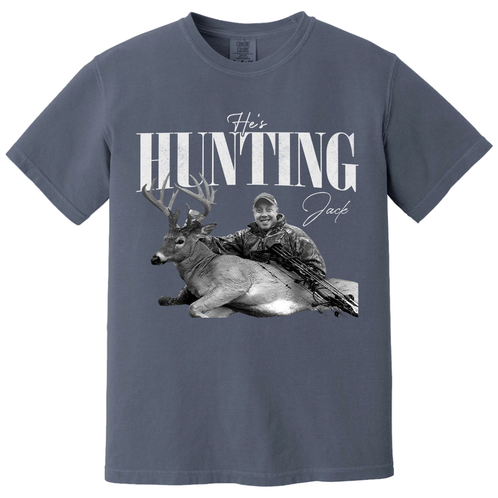 He's Hunting - Washed Tee Retro Bootleg Shirt For Hunting T1807
