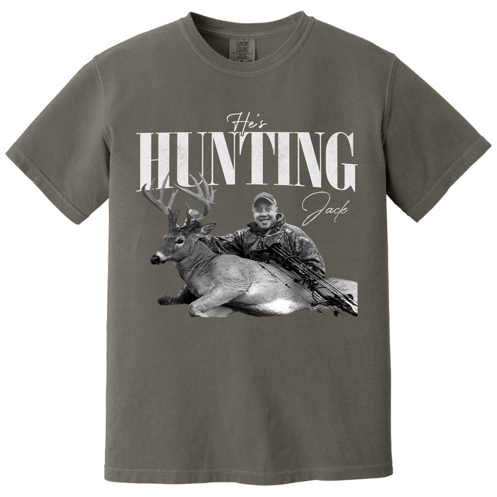 He's Hunting - Washed Tee Retro Bootleg Shirt For Hunting T1807