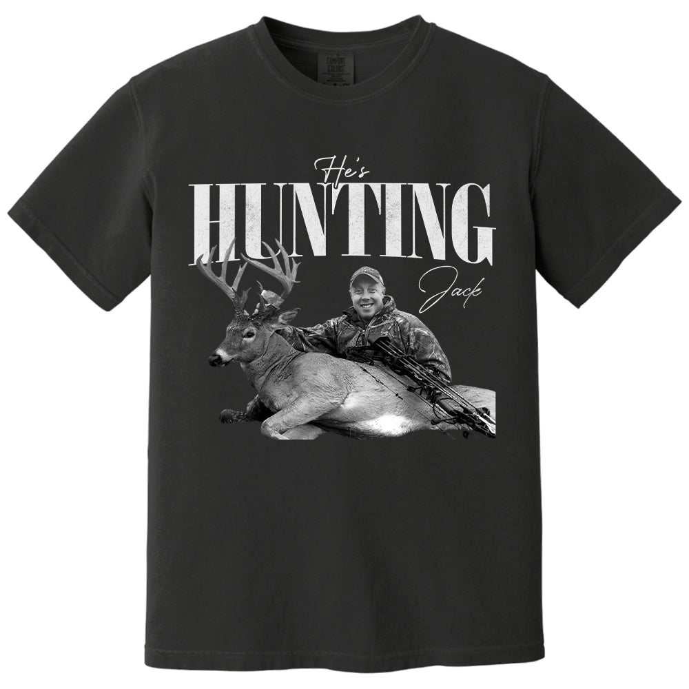 He's Hunting - Washed Tee Retro Bootleg Shirt For Hunting T1807