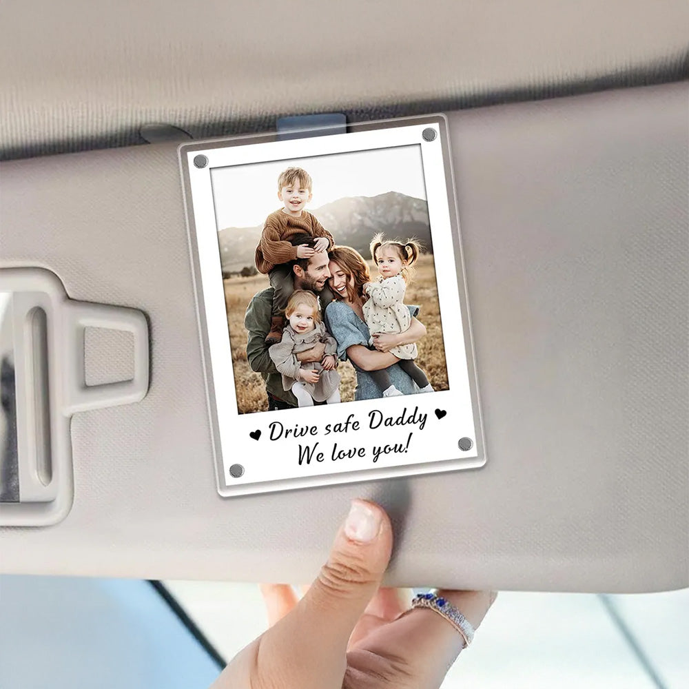 FREE PHOTO Custom Photo Car Visor Clip, Fathers Day Gift for Dad, Dad Gifts from Kids, Personalized Gift for Grandpa, Dad Birthday Gifts Pt99