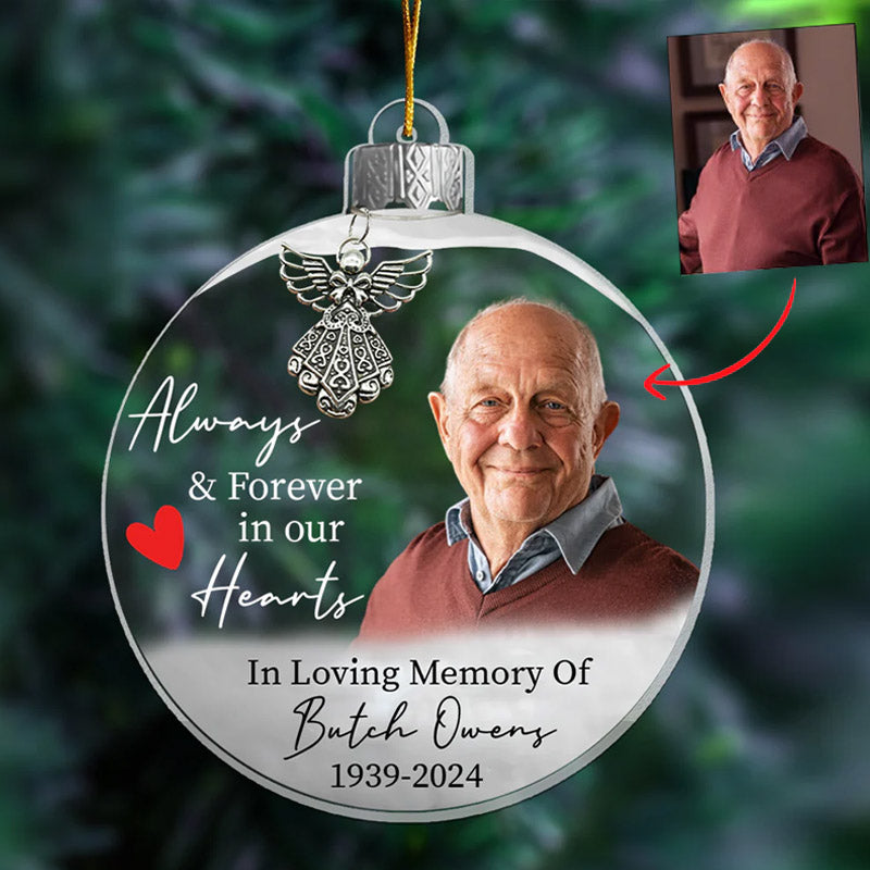 Custom Photo Memorial Ornament, Dad Remembrance Ceramic Ornament, Memorial Day Acrylic Ornament, Dad Loss Ornament, Funeral Ornaments